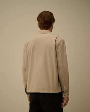 Microreps Peached Lens Button Overshirt in London Fog