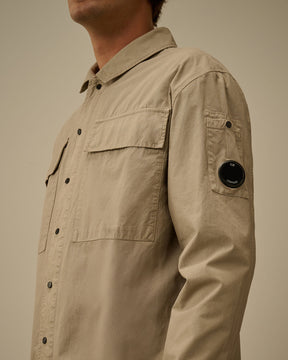Microreps Peached Lens Button Overshirt in London Fog