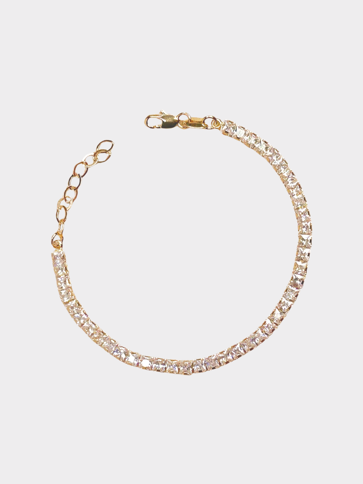 Crystal 3mm Tennis Bracelet in 18k Gold Fill