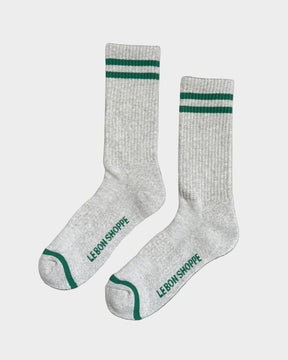 Extended Boyfriend Socks in Light Grey