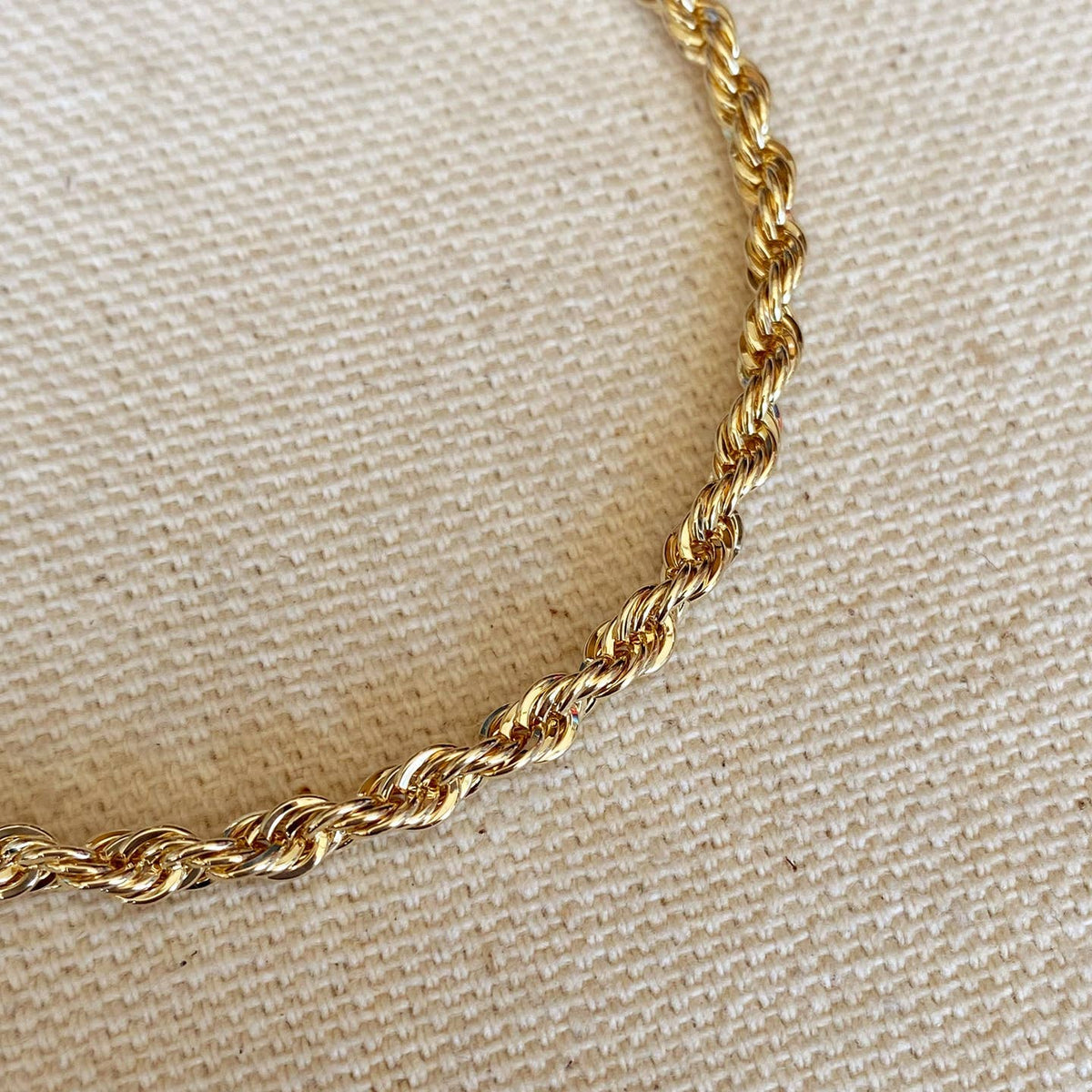 3mm Rope Bracelet in 18k Gold Fill