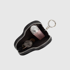 Puffy Heart Polka Dot Coin Purse Charm in Black