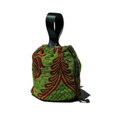 Jacquard Fabric Drawstring Bag in Green