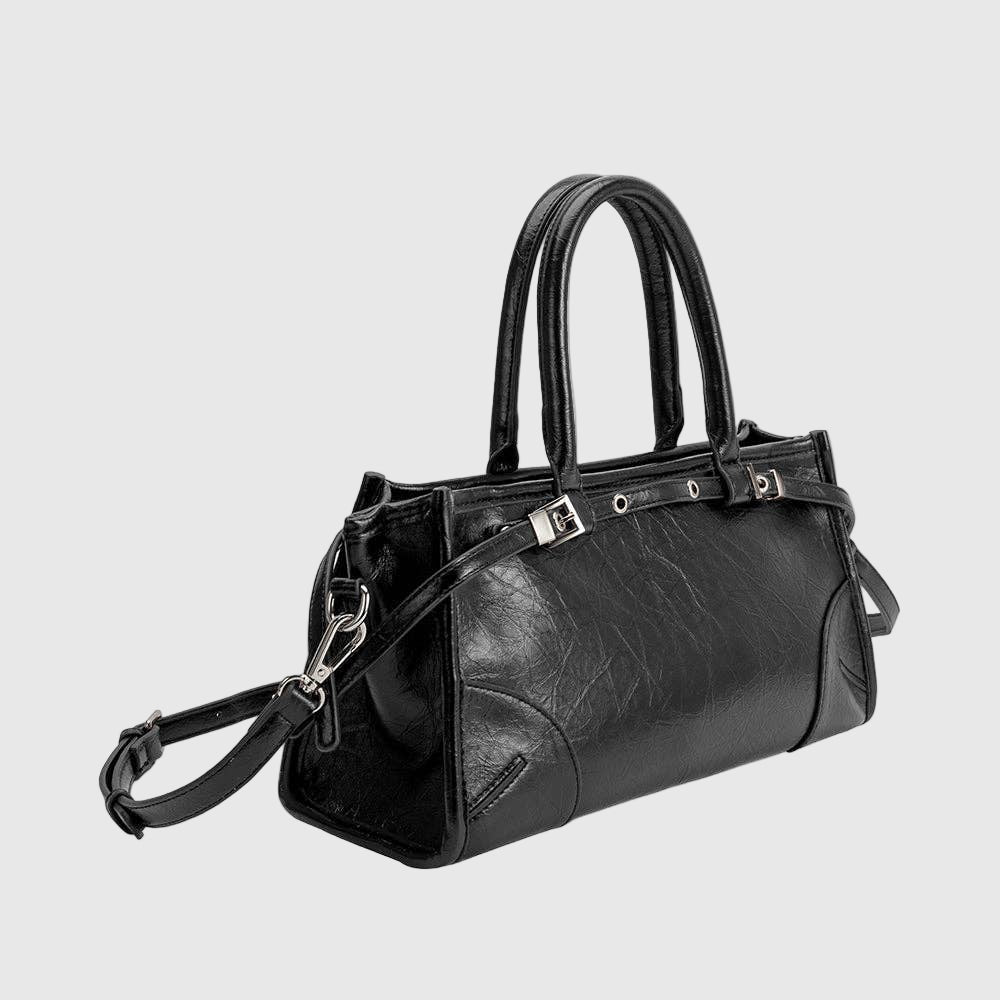 Rhonda Recycled Vegan Top Handle Bag in Black