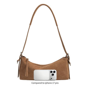 Valeria Chocolate Recycled Vegan Suede Shoulder Bag