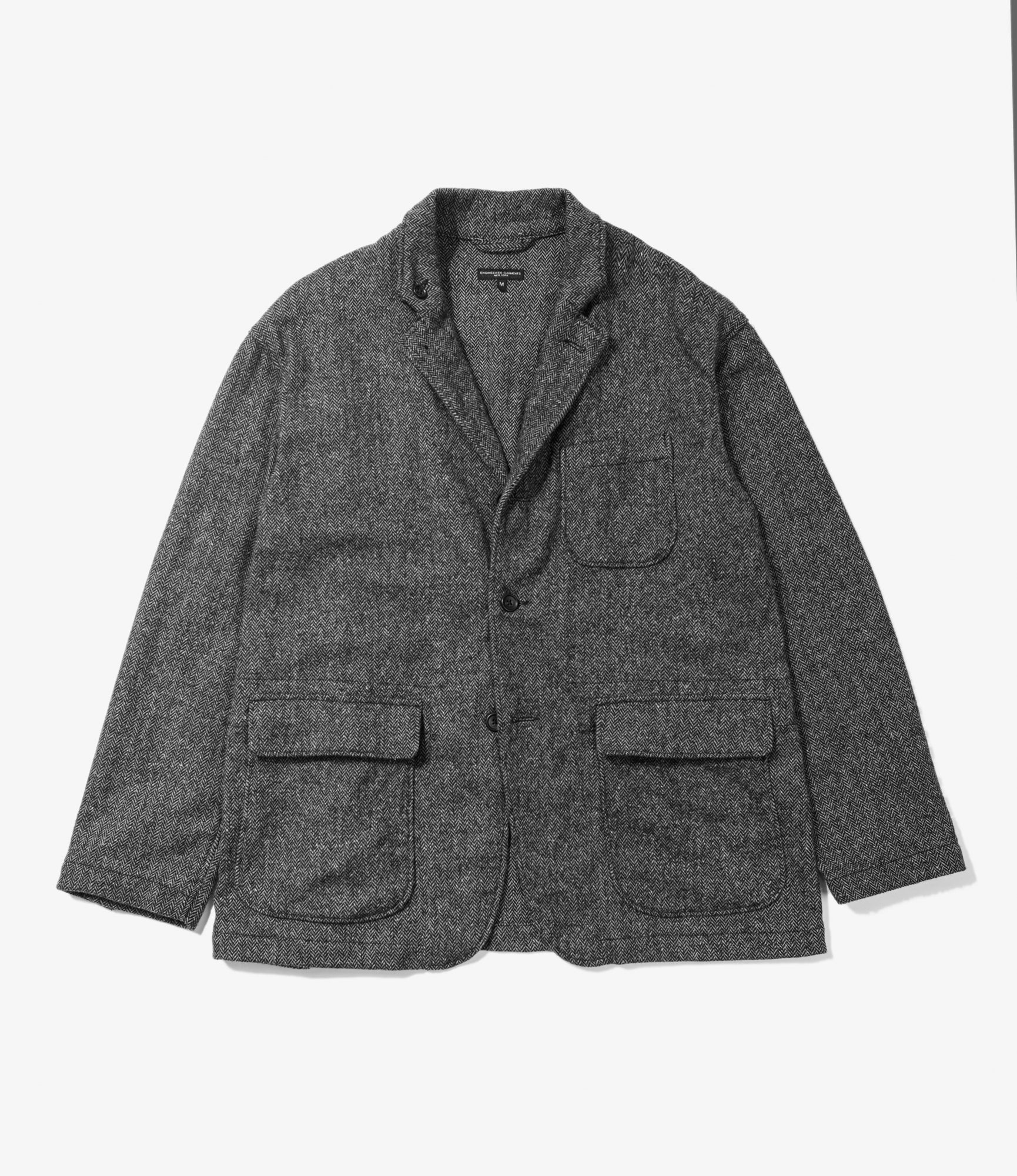 Loiter Jacket in Grey Wool Herringbone