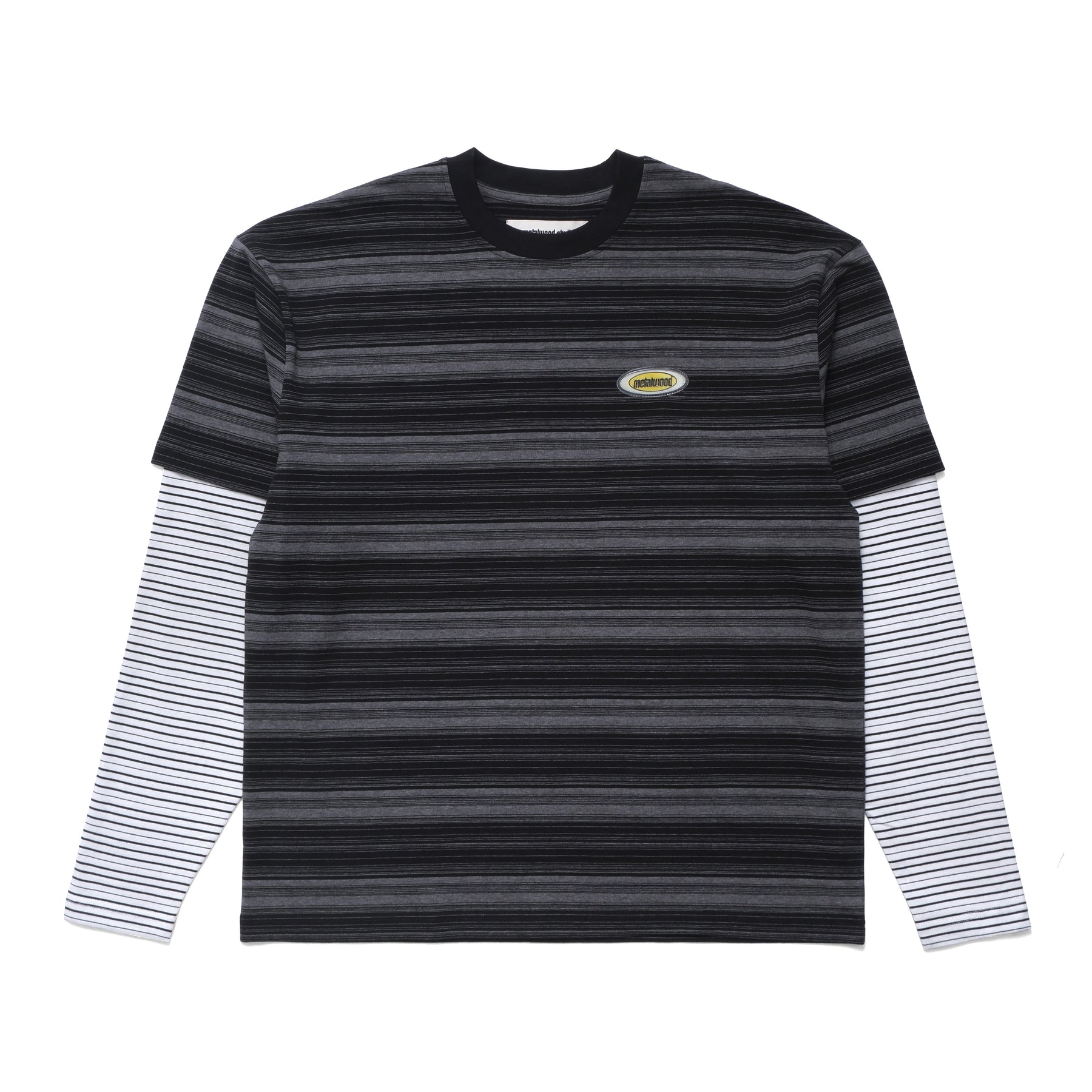 Double Layer Striped T-shirt in Black