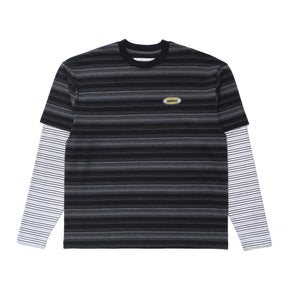 Double Layer Striped T-shirt in Black