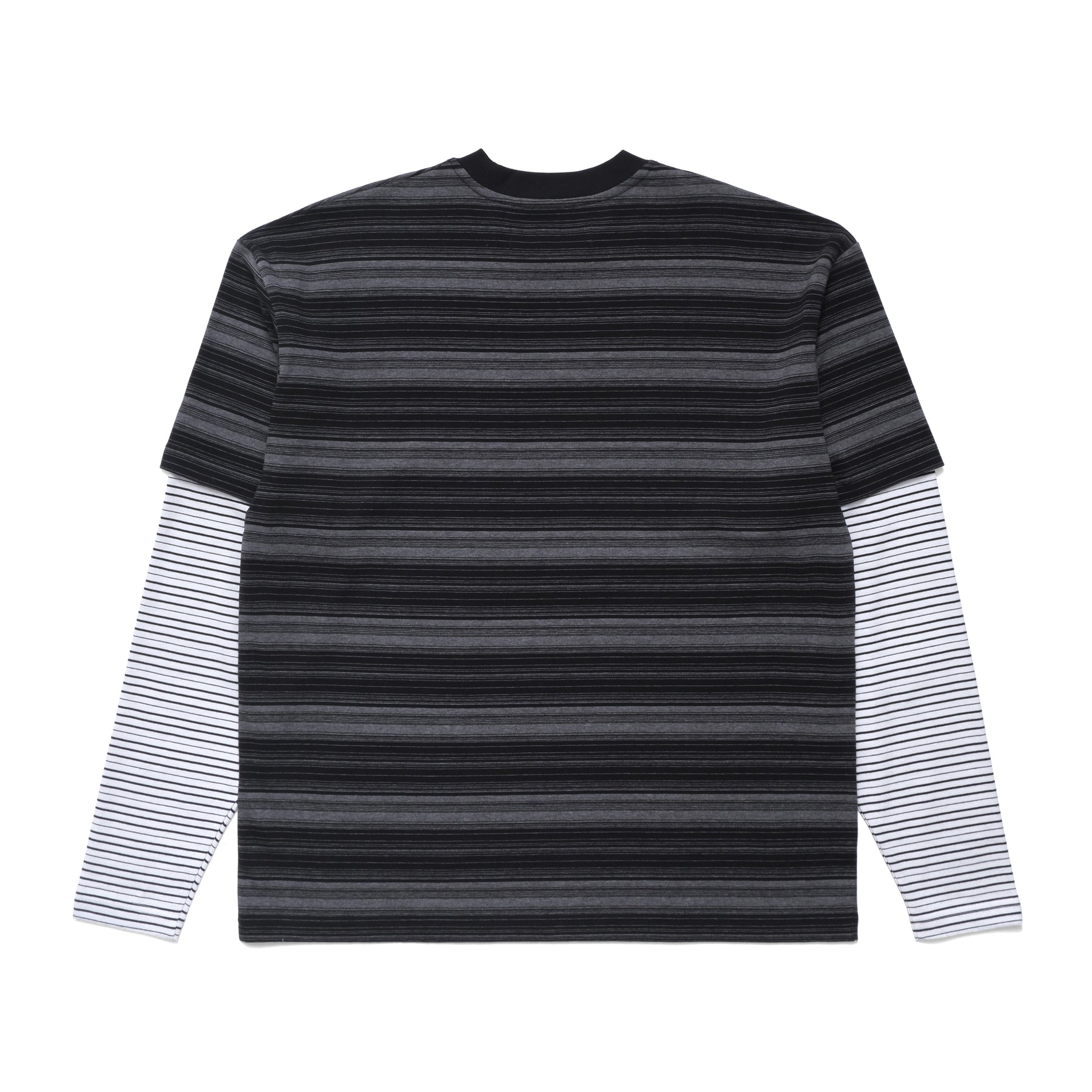 Double Layer Striped T-shirt in Black