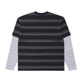 Double Layer Striped T-shirt in Black