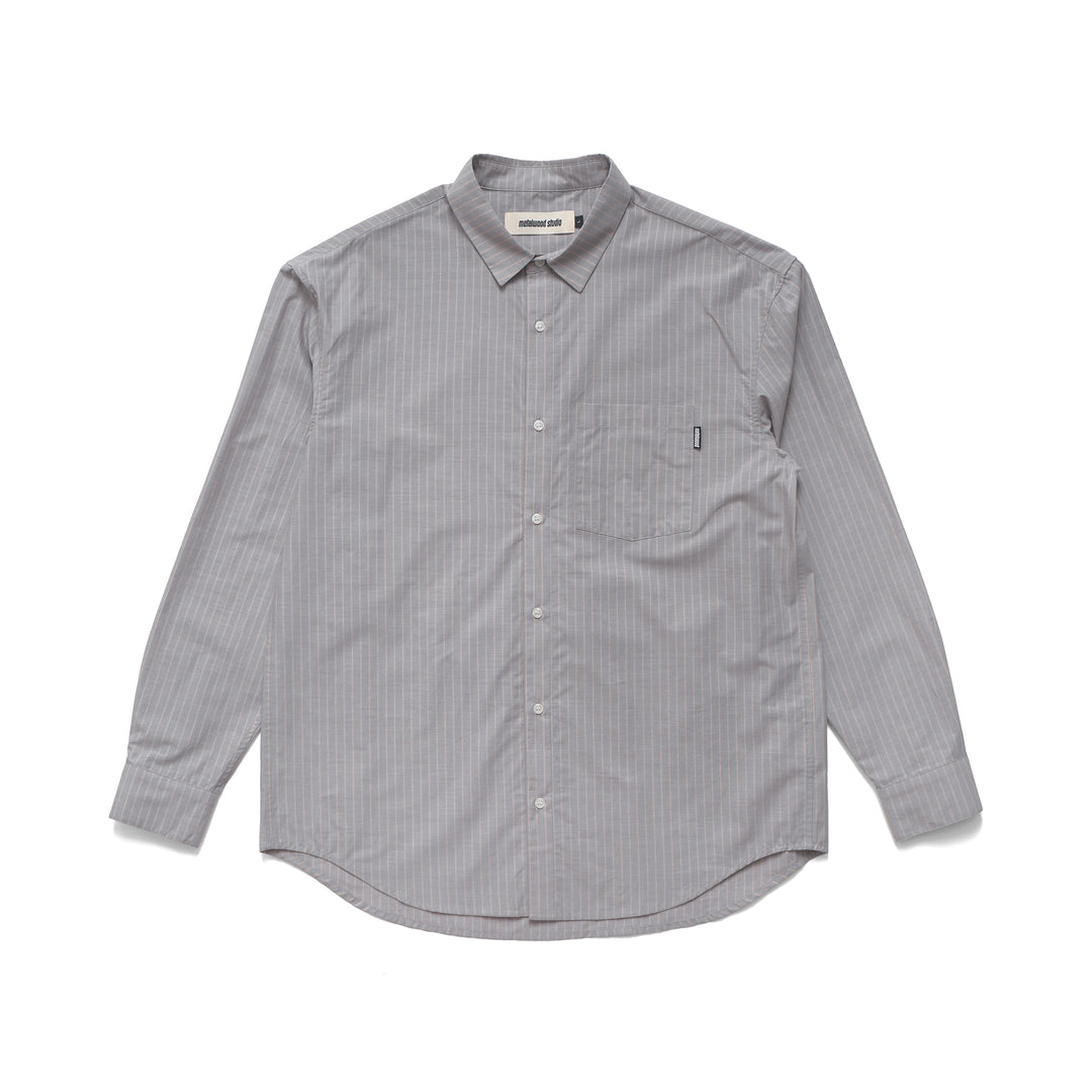 Longsleeve Button Up Shirt in Grey / Peach