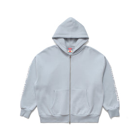 Moto Zip Hooded Sweatshirt in Dusty Blue