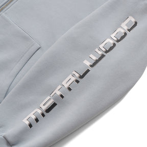 Moto Zip Hooded Sweatshirt in Dusty Blue