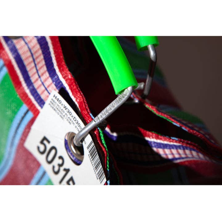 Recycled Plastic Stripe Square Bag in Green/Purple