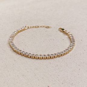 Crystal 3mm Tennis Bracelet in 18k Gold Fill