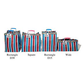 Recycled Plastic Stripe Square Bag in Green/Purple