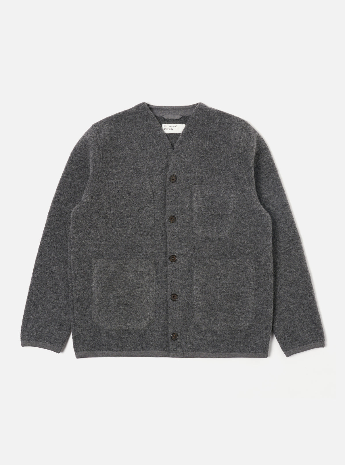 Cardigan in Grey Marl Wool Fleece