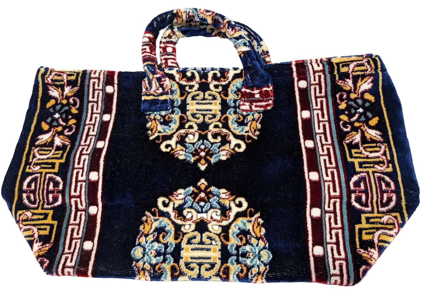 Polyester Cotton Rug Fabric Bag in Navy Blue