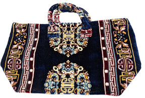 Polyester Cotton Rug Fabric Bag in Navy Blue