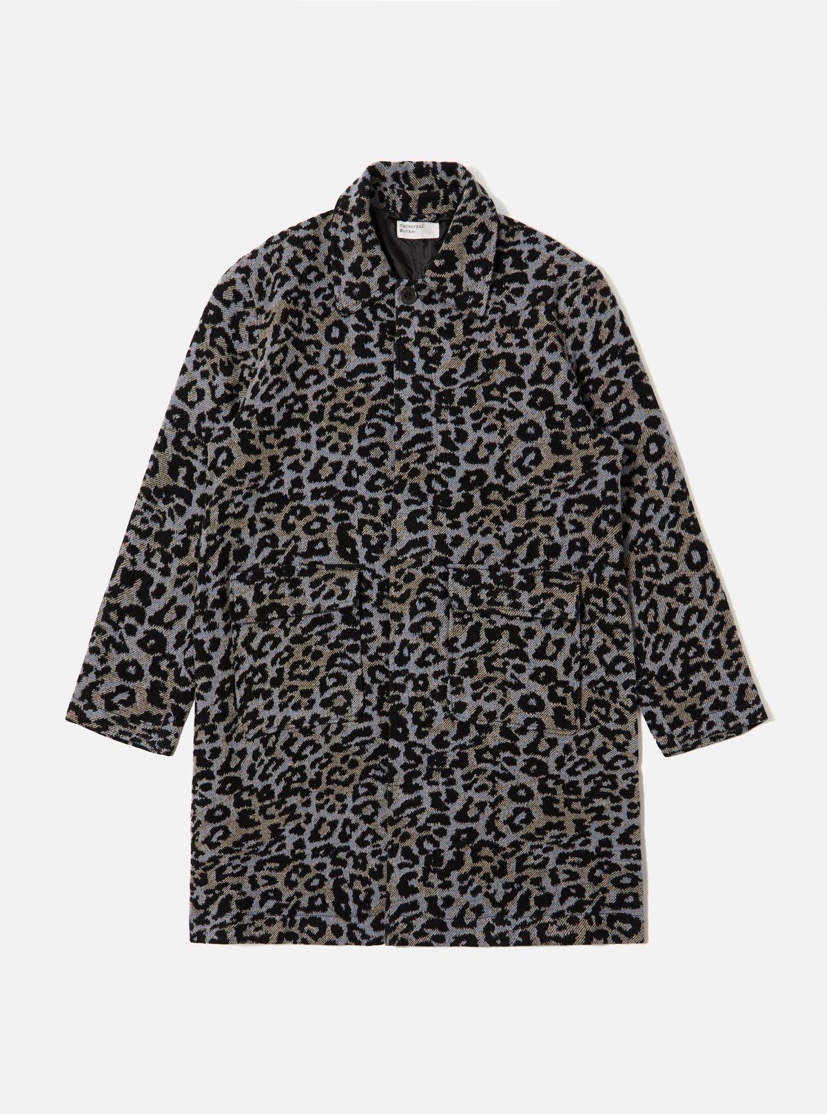 Blue Leopard Flower Wool Account Coat