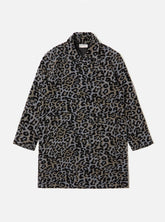Blue Leopard Flower Wool Account Coat