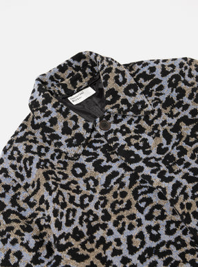 Blue Leopard Flower Wool Account Coat