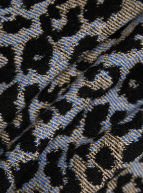 Blue Leopard Flower Wool Account Coat