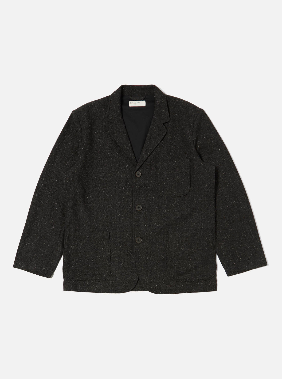 Salt 'n Pepper Tweed Three Button Jacket in Black