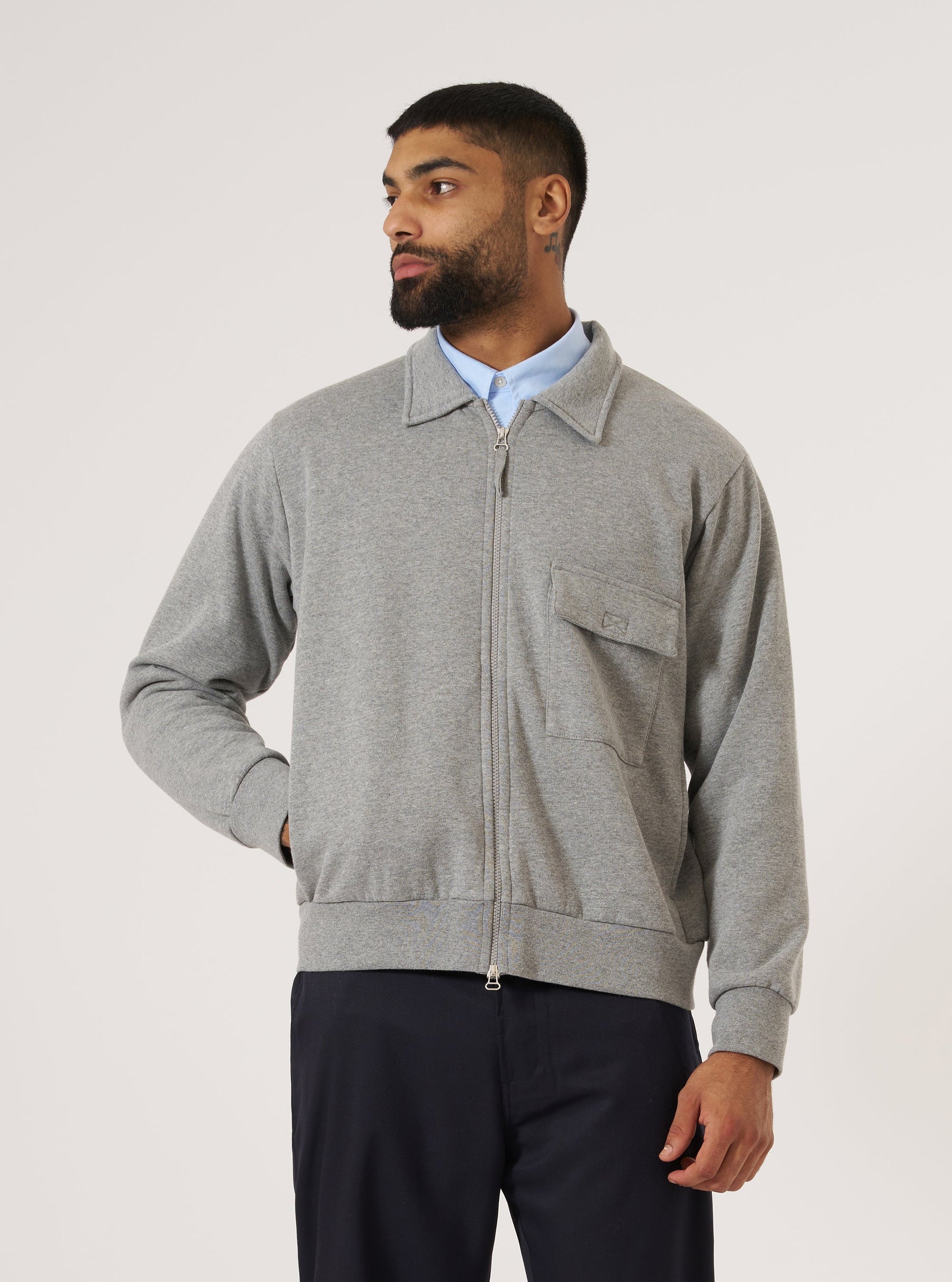 Recycled Cotton Blend Jersey Tyler Jacket in Grey Marl
