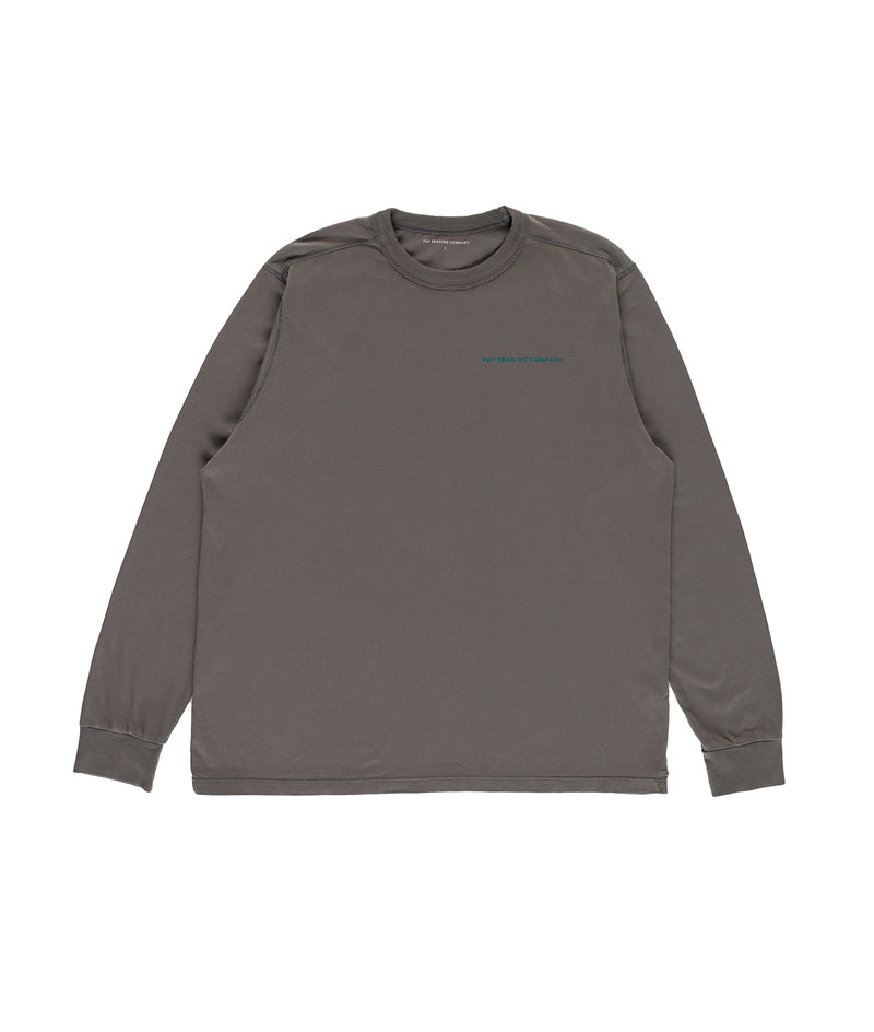 Pop Trading Company Logo Longsleeve T-Shirt in Charcoal Homme Essentials 