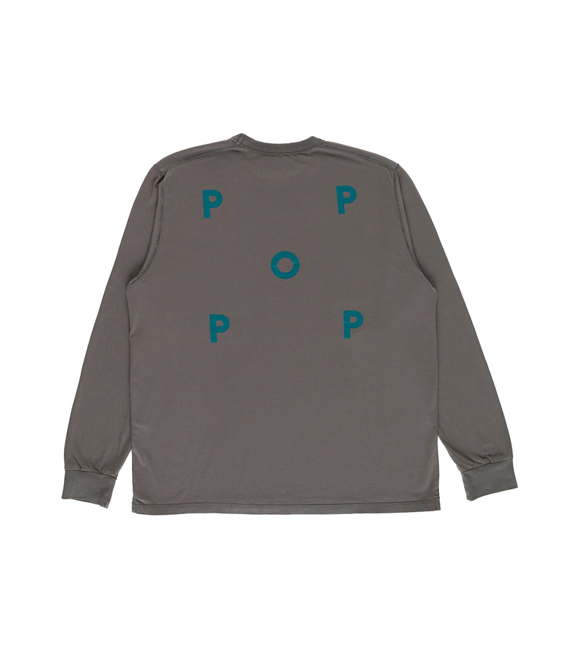 Pop Trading Company Logo Longsleeve T-Shirt in Charcoal Homme Essentials 