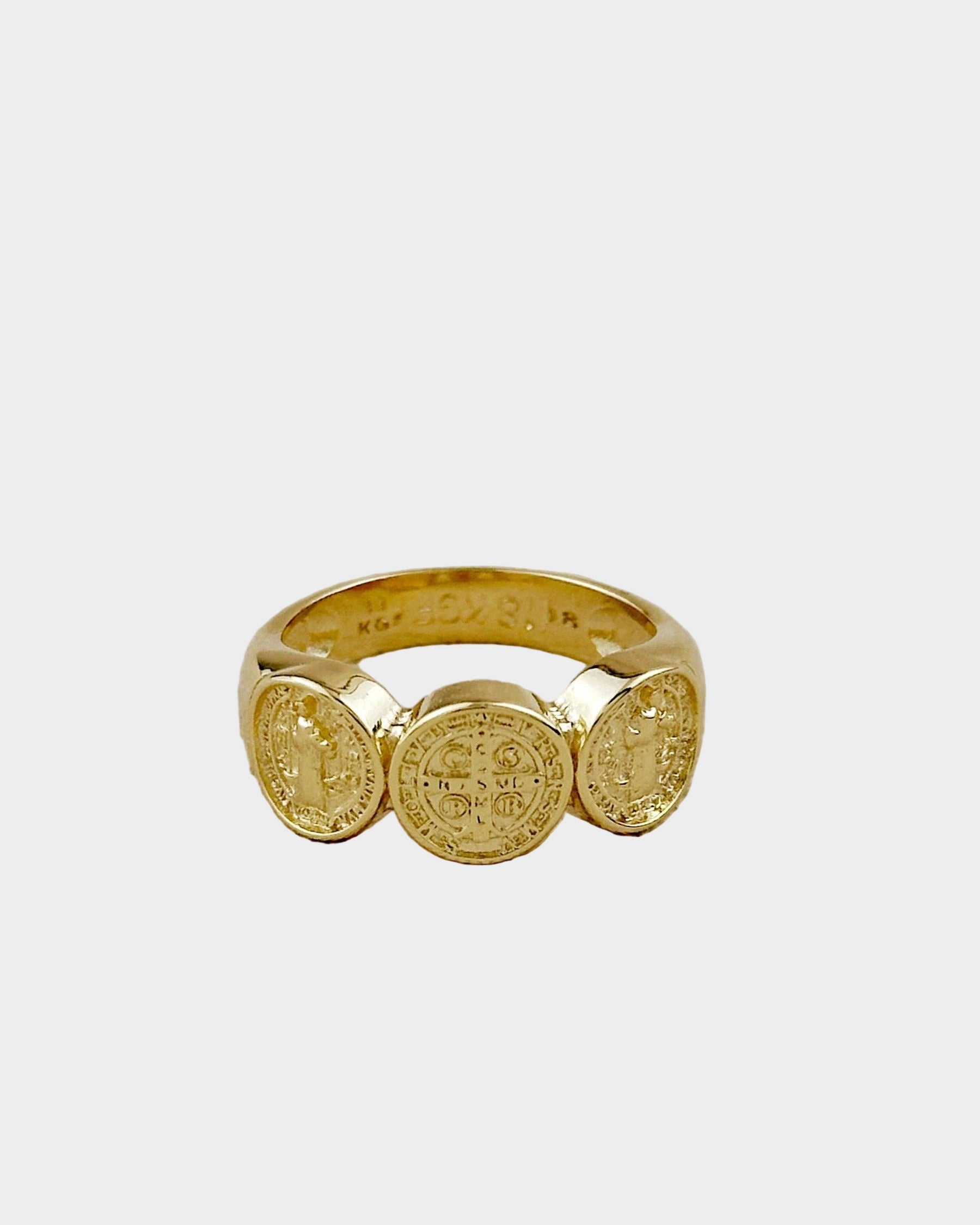 Triple Saint Benedict Ring in 18k Gold Fill