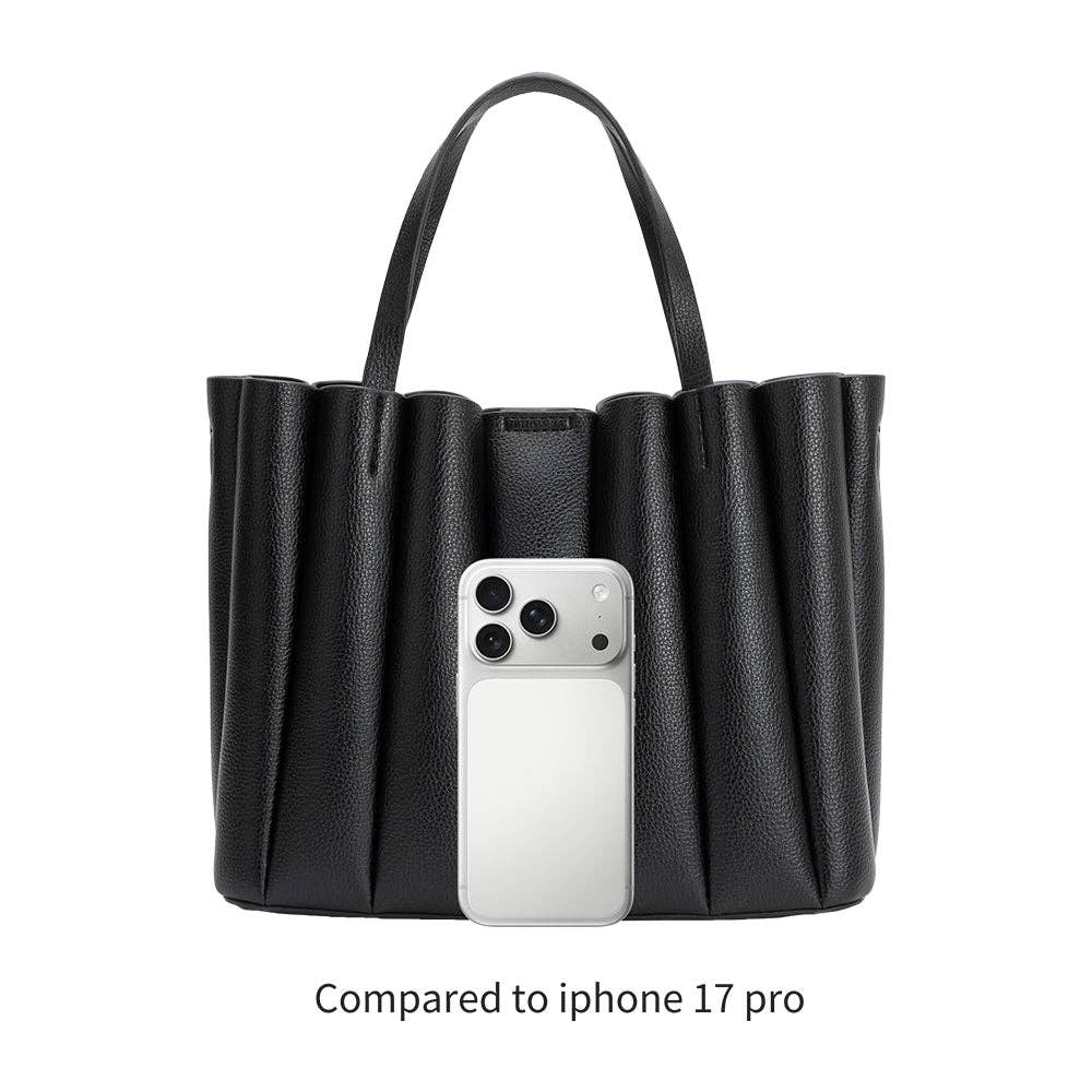 Adela Black Recycled Vegan Leather Tote Bag