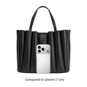 Adela Black Recycled Vegan Leather Tote Bag
