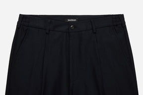 Pleated Trouser in Black Wool