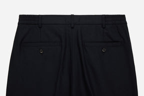 Pleated Trouser in Black Wool
