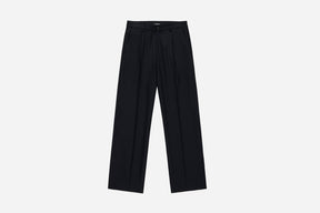 Pleated Trouser in Black Wool