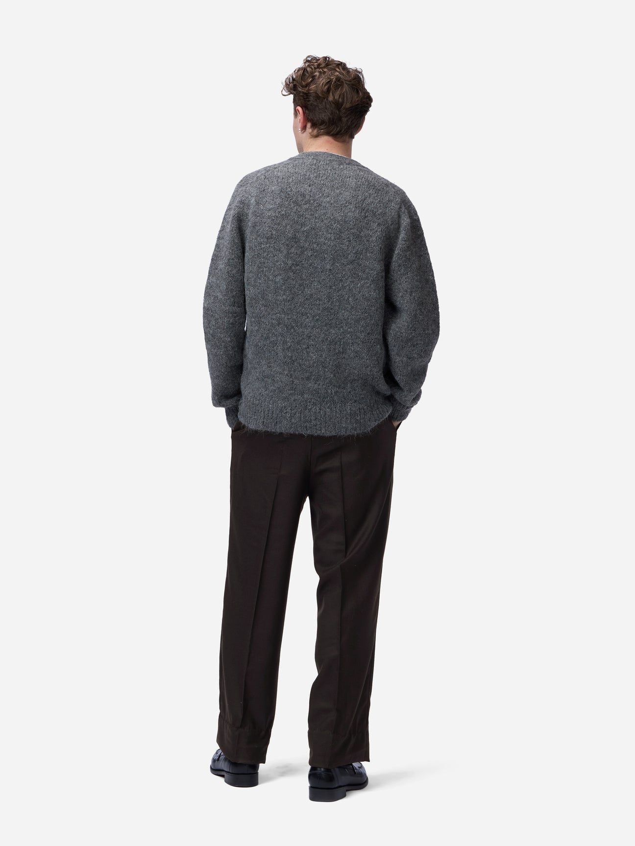 Pleated Trouser in Brown Wool Flannel