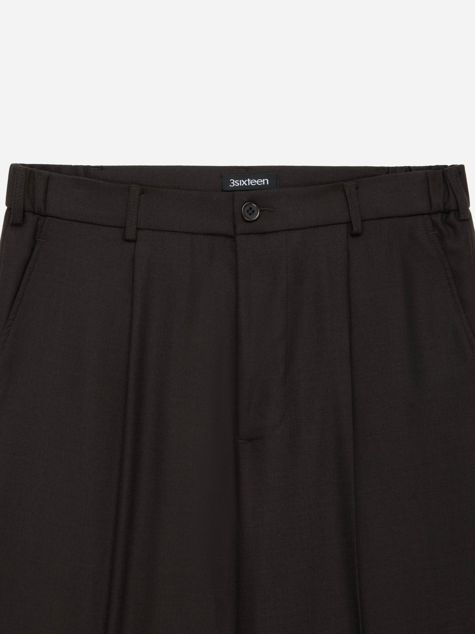 Pleated Trouser in Brown Wool Flannel