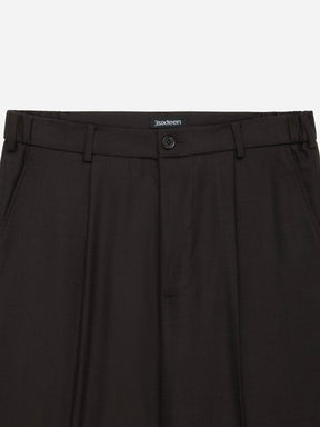 Pleated Trouser in Brown Wool Flannel
