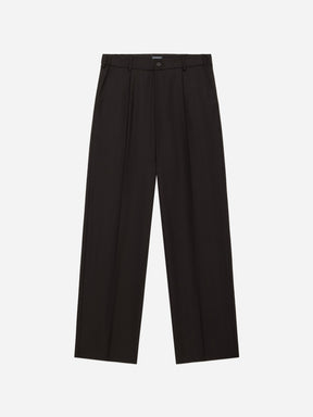 Pleated Trouser in Brown Wool Flannel