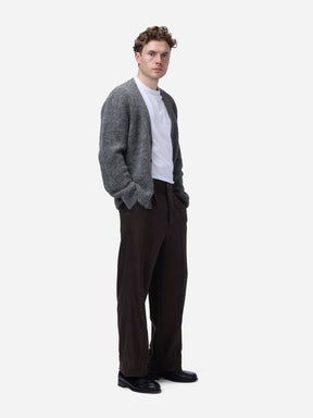 Pleated Trouser in Brown Wool Flannel