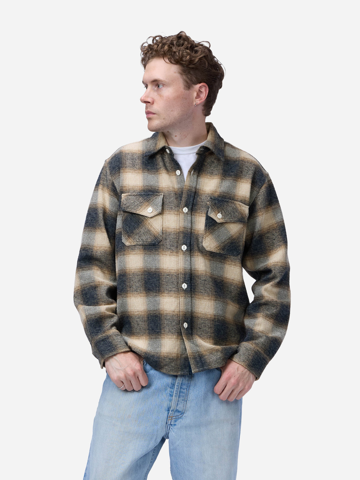 Crosscut Flannel in Brown / Ecru