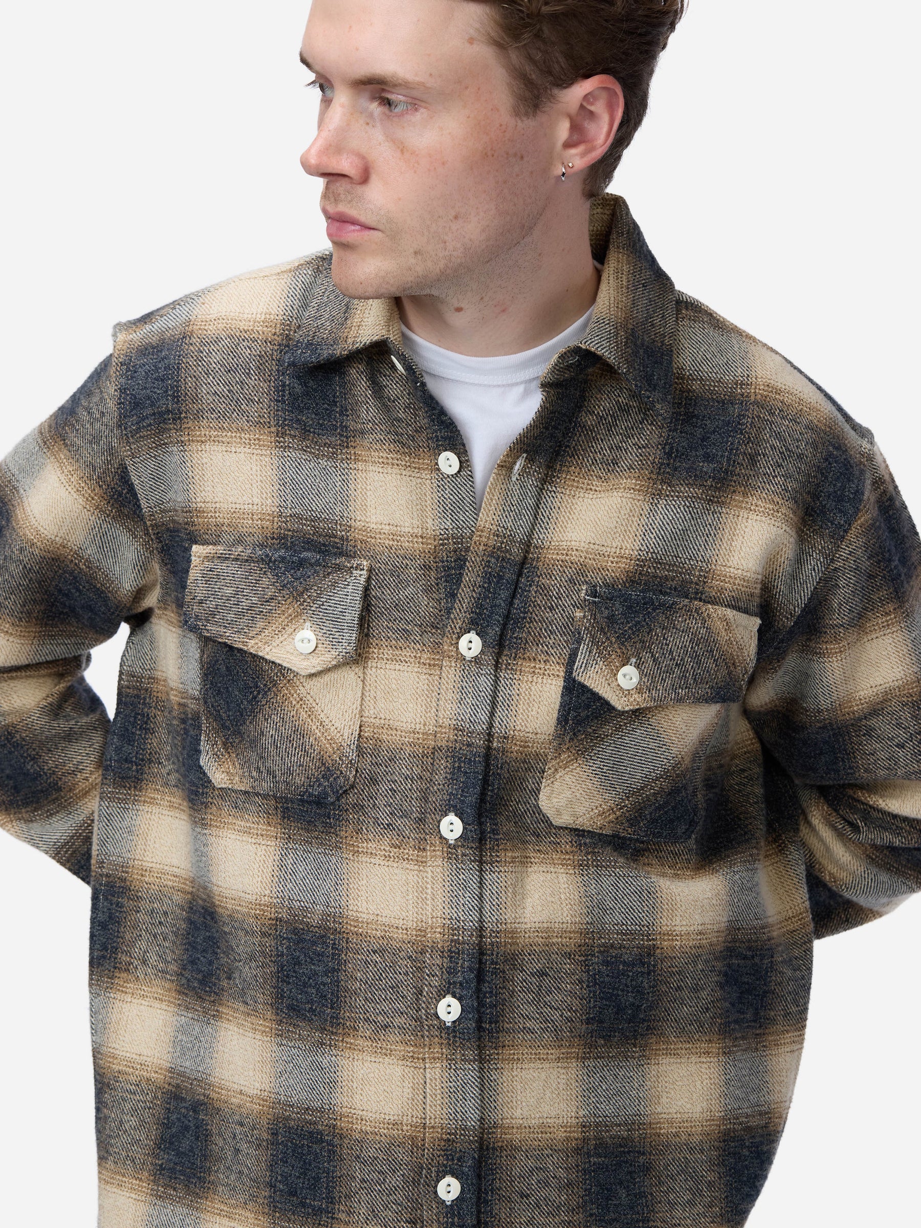 Crosscut Flannel in Brown / Ecru