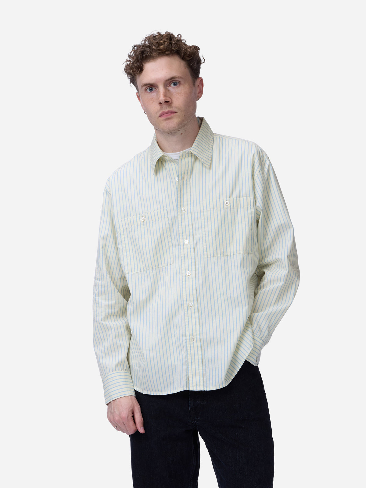 Commuter Shirt in Blue Ecru Stripe
