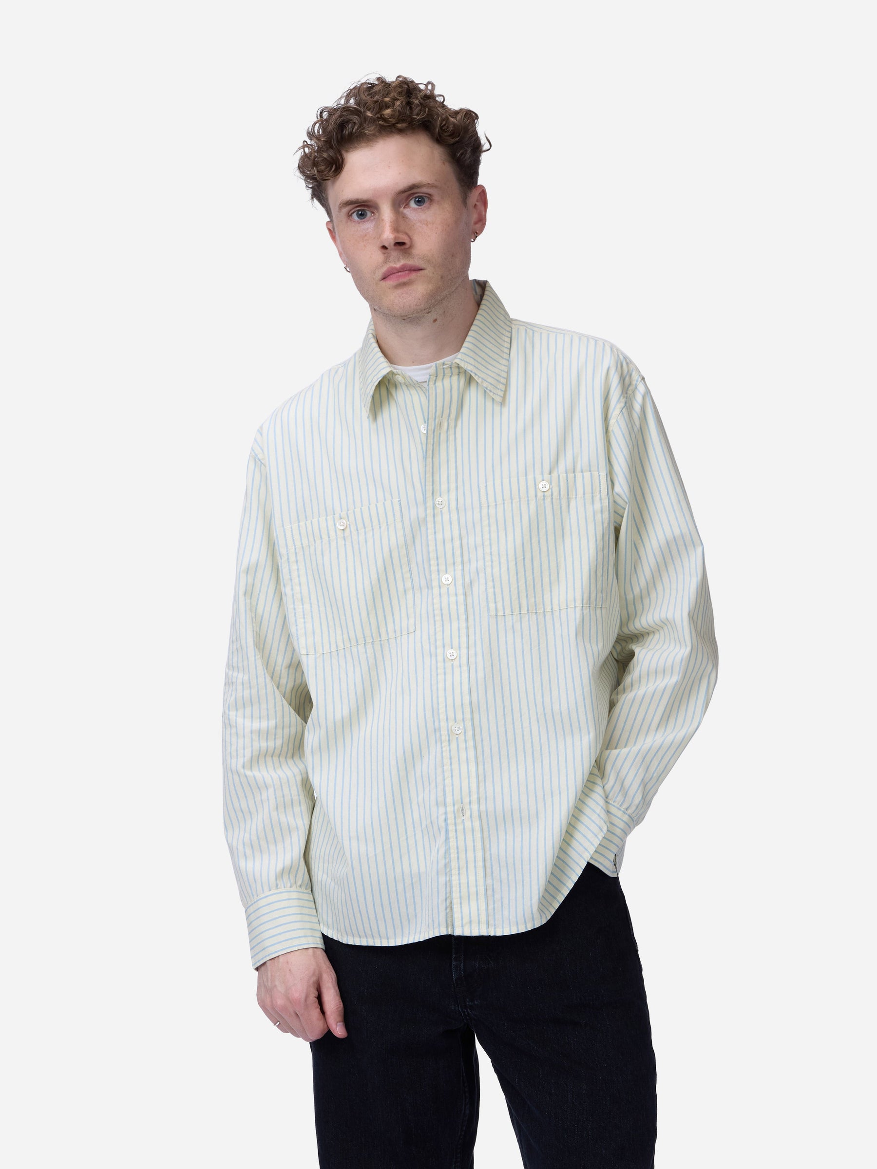 Commuter Shirt in Blue Ecru Stripe