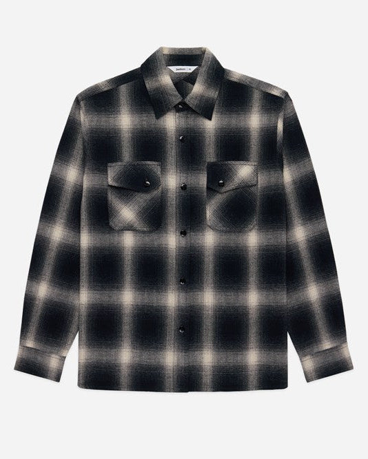 Crosscut Flannel in Black Ombre Plaid