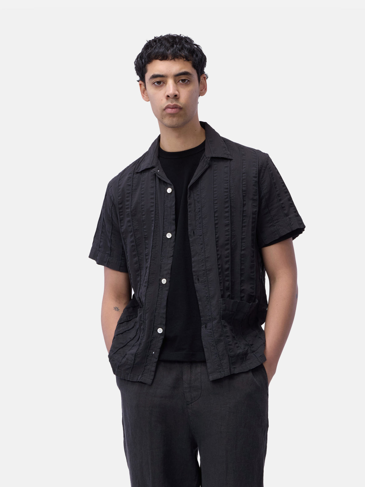 Cabana Shirt in Charcoal Rope Stripe