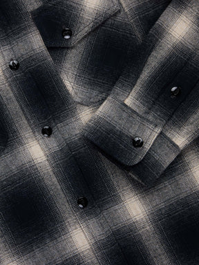 Crosscut Flannel in Black Ombre Plaid