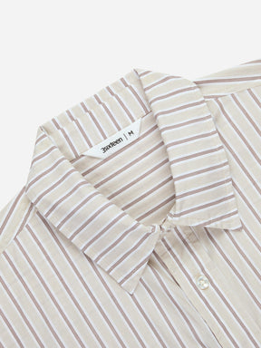 Short Sleeve Commuter Shirt in Tan Stripe